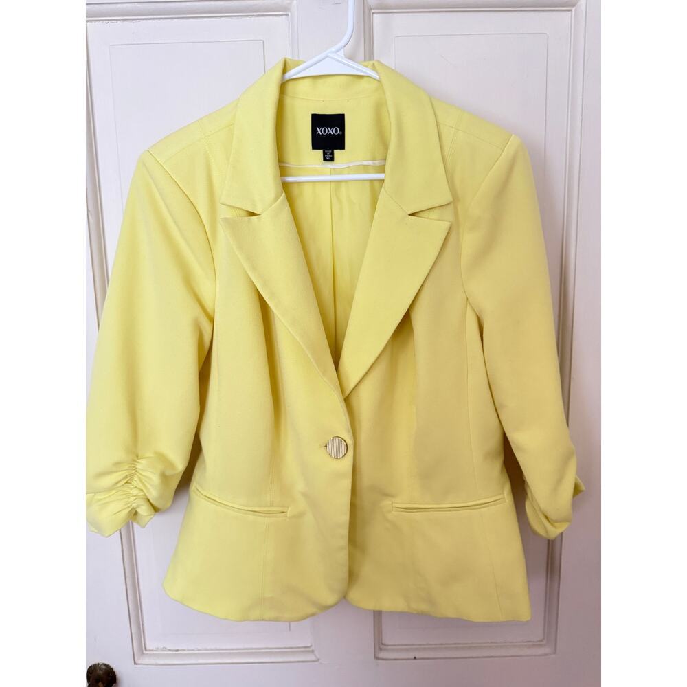 XOXO Yellow Three-Quarter Sleeve Blazer - size XL - Picture 6 of 6